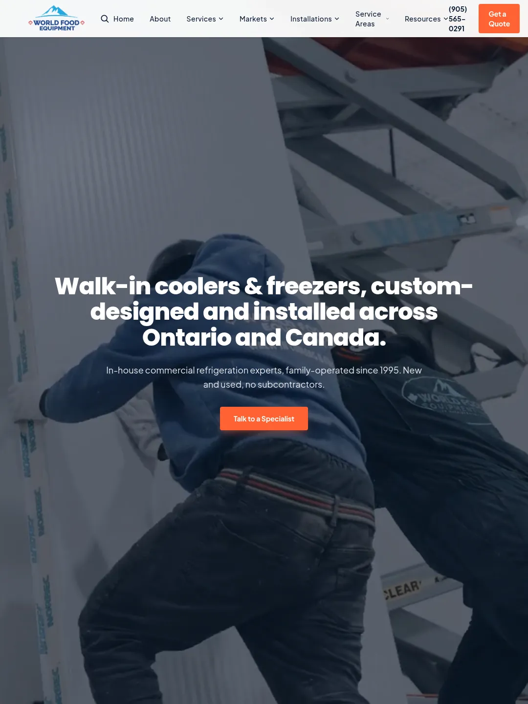 World Food Equipment website, a 40-plus page build for a Mississauga commercial refrigeration company