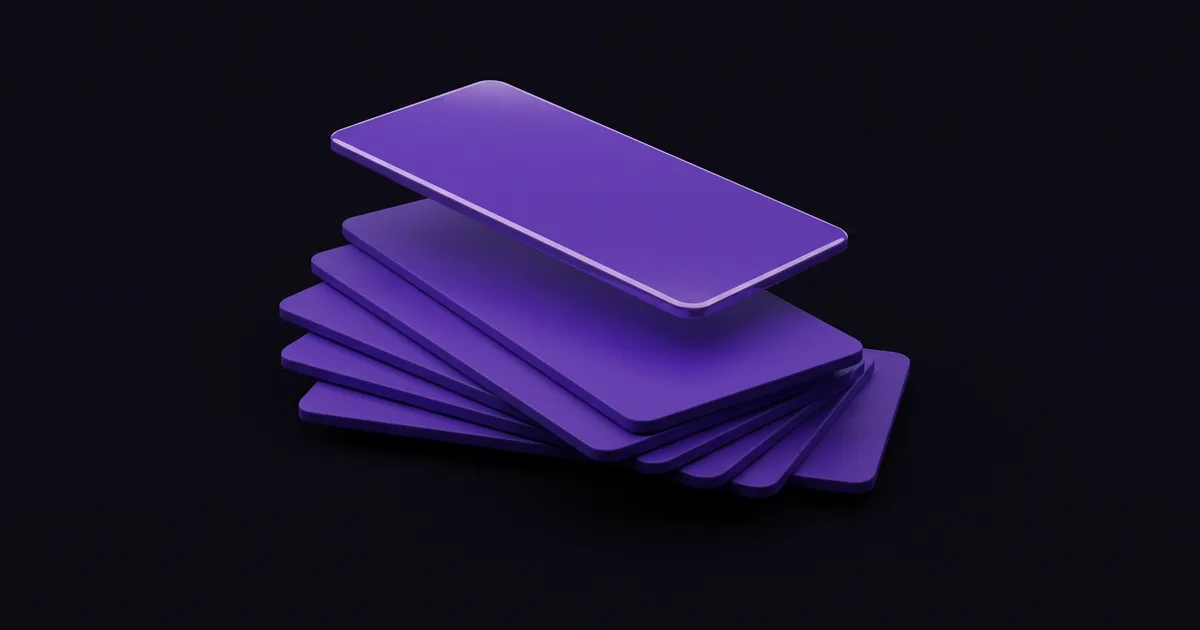 Abstract violet layered forms on a dark background, representing images stacked on a construction website
